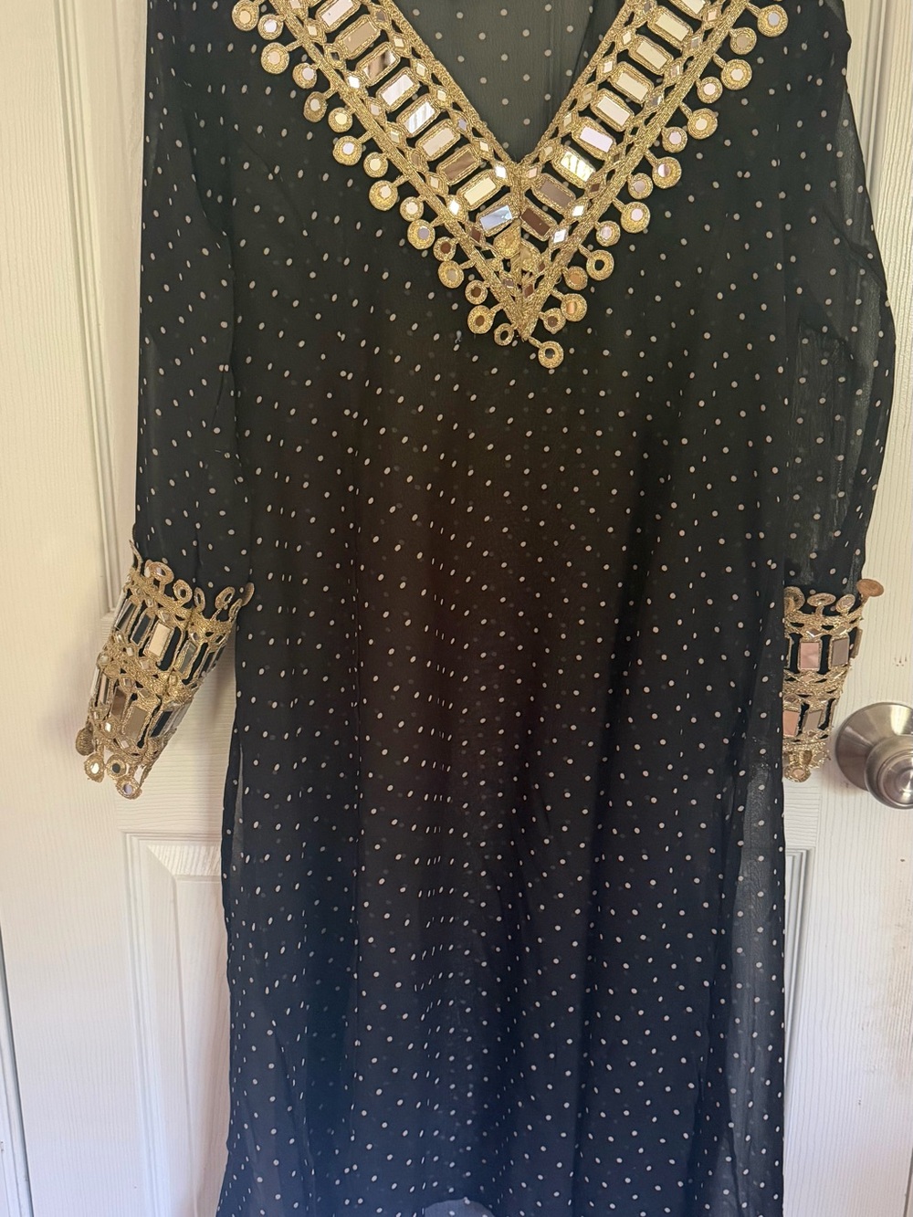 Black Embellished V-Neck kurti